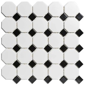 The Mosaic Factory Paris octagon mozaïek tegels 30x30 wit/zwart