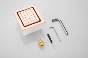 Saniclear Copper inbouwregendouche 30cm met vierkante massagejets en wandarm geborsteld koper