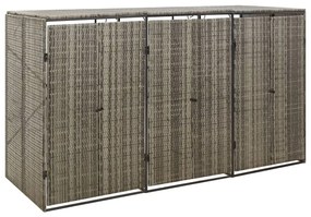 vidaXL Containerberging driedubbel 207x80x117 cm poly rattan grijs