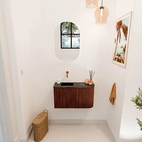 Mondiaz Joya DLux 70cm toiletmeubel ronding rechts ruby met wastafel faye links zonder kraangat lava