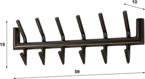 Dubbele Wandkapstok 6 Haaks Bruin