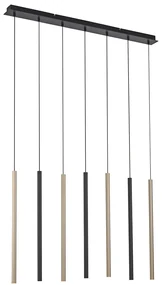 Eettafel / Eetkamer Hanglamp zwart met messing incl. LED dimbaar 7-lichts - Bea Design Binnenverlichting Lamp