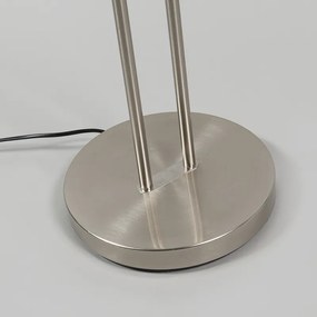 Vloerlamp staal en wit met verstelbare leesarm - Luxor