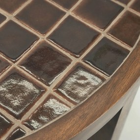 Salontafel Hout Met Tegeltjes - 70 X 70cm.