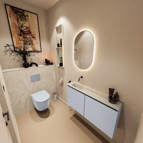 Mondiaz Ture DLux toiletmeubel 100cm clay met wastafel ostra links zonder kraangat