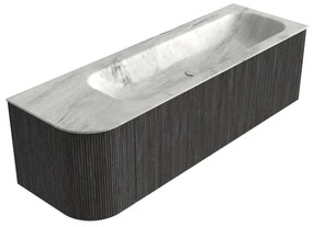 Mondiaz Kurve-dlux 145cm badmeubel ronding links shadow met 1 lade en deur en wastafel big large rechts zonder kraangat opalo