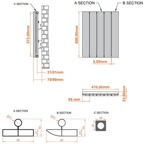 Eastbrook Withington radiator 45x60cm aluminium 502W blauw