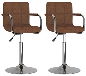 vidaXL Eetkamerstoelen 2 st draaibaar stof bruin