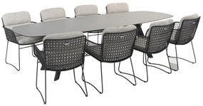 4 Seasons Outdoor Aprilla tuinset antraciet met Montana barrel shape tafel HPL slate antraciet 280 x 113 cm * Sale * Tuinset   antraciet weerbestendig