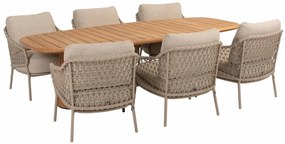 4 Seasons Outdoor Sardinia low dining set latte met Capri low barrel tafel  Tuinset    beige weerbestendig