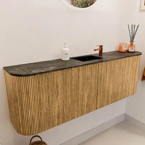 Mondiaz Joya DLux 125cm toiletmeubel ronding links/rechts oak met wastafel faye midden 1 kraangat lava