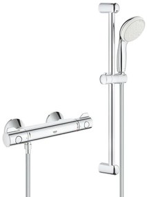 GROHE Grohtherm-800 comfortset met douchekraan thermostatisch met koppelingen met New Tempesta glijstangcombinatie 60cm chroom/wit OUTLETSTORE ( mist bevestiging glijstang) 34565001