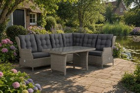 Dining Loungeset 6 personen Wicker Grijs  Garden Collections New Castle