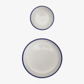 Set Van 2 Kommen Van Ronilena Steengoed Wit Gardenia - Blauw Ken - Sklum