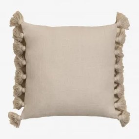 Vierkant Katoenen Kussen (45x45 Cm) Monsey Beige – Linnen - Sklum