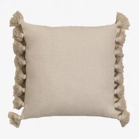 Vierkant Kussen 45x45 Cm Van Monsey-katoen Beige – Linnen - Sklum