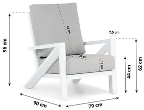 Stoel en Bank Loungeset 4 personen Aluminium Wit  Santika Furniture Santika Cinta