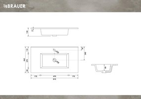 Brauer Starfall wastafel keramiek 80cm met kraangat wit glans