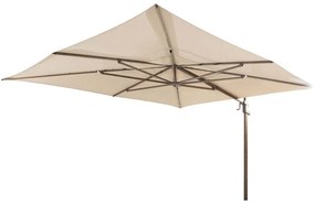 4 Seasons Outdoor Finca parasol met Wood look frame en zand doek 400 x 300 cm Parasol beige weerbestendig