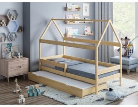 Peuter Natuurlijk Canopy House-vormig eenpersoonsbed met onderschuifbed - Betty 5056231770620 Children's Beds Home, 190 x 90, Geen Children's Beds Hom