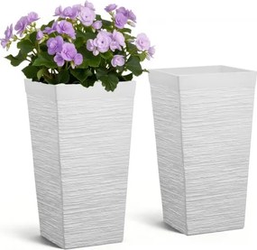VEVOR Bloempot 300x300x580 mm 2-delige set, bloempot, plantenbak, PP plantenbak met binnenpot en drainagegaten, geschikt voor kamer- en tuinplanten, wit