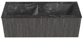 Mondiaz Kurve-dlux 120cm badmeubel shadow met 1 lade en wastafel leaf dubbel 2 kraangaten lava