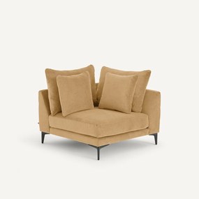 Hoekbank in stone-kleurig fluweel, MODERNISTE, ontwerp van Emmanuel Gallina