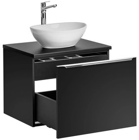 Comad Santa Fe Black badkamermeubel 60cm zwart mat met glans witte waskom