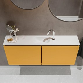 Mondiaz Ture 120cm toiletmeubel ocher met wastafel talc midden 1 kraangat