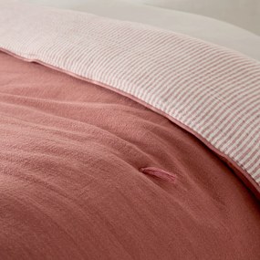 Gewatteerd effen/gestreept dekbed van katoen/linnenmix, BOISSEAU