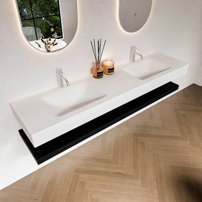 Zaro Alan badmeubel 180cm met planchet urban en vrijhangende wastafel cloud dubbel 2 kraangaten talc
