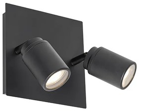 Moderne badkamer Spot / Opbouwspot / Plafondspot zwart vierkant 2-lichts IP44 - Ducha Modern GU10 IP44 Lamp