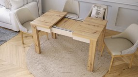 FONTE Eikenhout Artisan / beige - KLASSIEKE KEUKEN- /WOONKAMERTAFEL 85x75 UITKLAPBAAR TOT 130 cm!