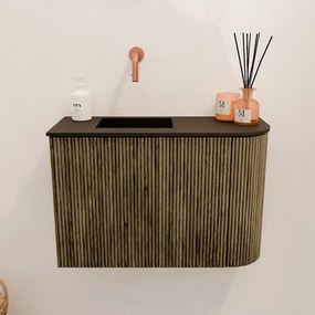 Mondiaz Joya 60cm toiletmeubel ronding rechts dusk met wastafel faye links zonder kraangat urban