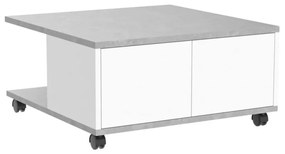 FMD Salontafel verplaatsbaar 70x70x35,5 cm grijskleurig glanzend wit