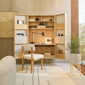 Bureaukast met eikenfineer en structuurstof, Omid