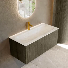 Mondiaz Kurve-dlux 100cm badmeubel shadow met 1 lade en wastafel big medium midden 1 kraangat ostra