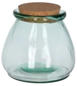 Voorraadpot met kurken deksel, gerecycled glas,Ø 16 x 15 cm