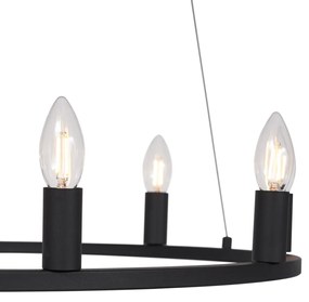 Industriële hanglamp zwart 9-lichts - Knight Industriele / Industrie / Industrial rond Binnenverlichting Lamp