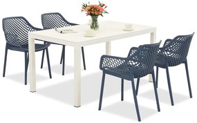 King/Aria tuinset wit en blauw voor 4 personen Bica