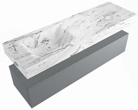 Mondiaz Alan DLux badmeubel 150cm plata 1 lade met wastafel glace links zonder kraangat