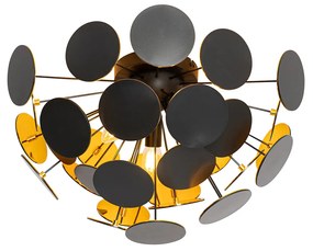 Design plafondlamp zwart met goud 54cm 3-lichts - Cerchio Design E14 rond Binnenverlichting Lamp