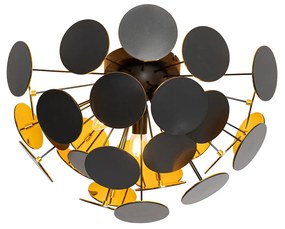 Design plafondlamp zwart met goud 54cm 3-lichts - Cerchio