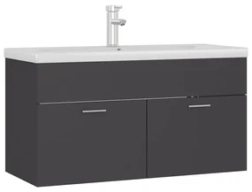 vidaXL Wastafelkast met ingebouwde wastafel spaanplaat grijs