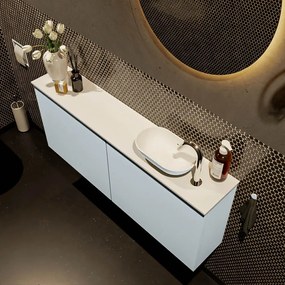 Mondiaz Fowy toiletmeubel 120cm clay met lichtgrijze waskom rechts en kraangat