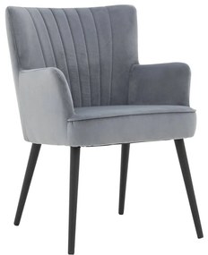 Goossens Eetkamerstoel Rob blauw velvet stof met armleuning, urban industrieel