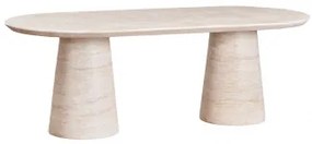 Ovale Eettafel 220x95 Cm In Cement Noemi Look Travertino - Sklum