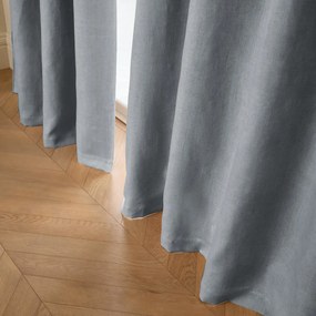 Verduisteringsgordijn van gewassen linnen, leren lussen, Private