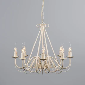 Eettafel / Eetkamer Kroonluchter crème met klemkap 12 cm zwart - Giuseppe Klassiek / Antiek, Landelijk / Rustiek E14 rond Binnenverlichting Lamp
