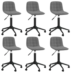 vidaXL Eetkamerstoelen draaibaar 6 st fluweel donkergrijs